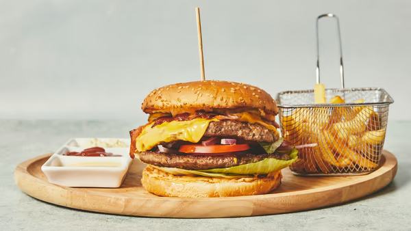 Dobbelt cheese burger menu